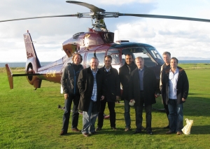a helicopter chartered for some of our whisky guests