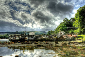 boat graveyard at Salen Isle of Mull with mcleanscotland on tour
