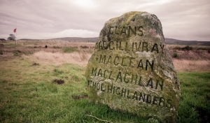 Simple Tombstone at Culloden Battlefield in the Highlands of Sco